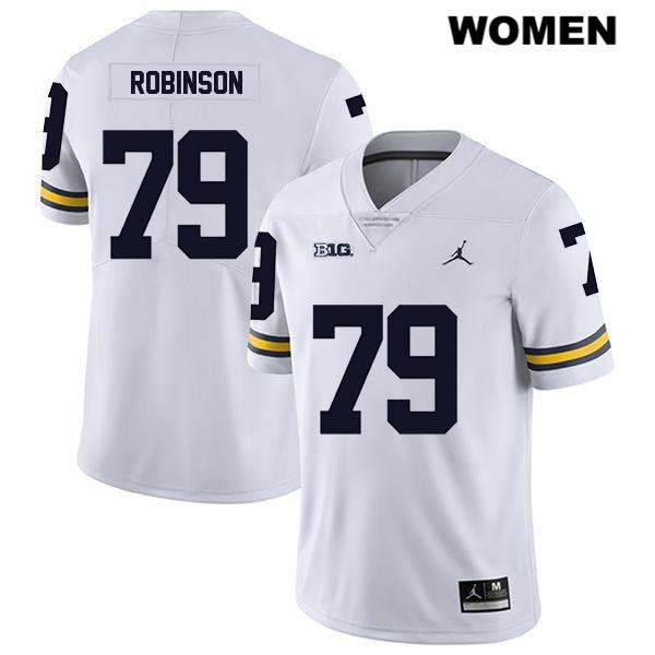Women's NCAA Michigan Wolverines Greg Robinson #79 White Jordan Brand Authentic Stitched Legend Football College Jersey JN25G43BR